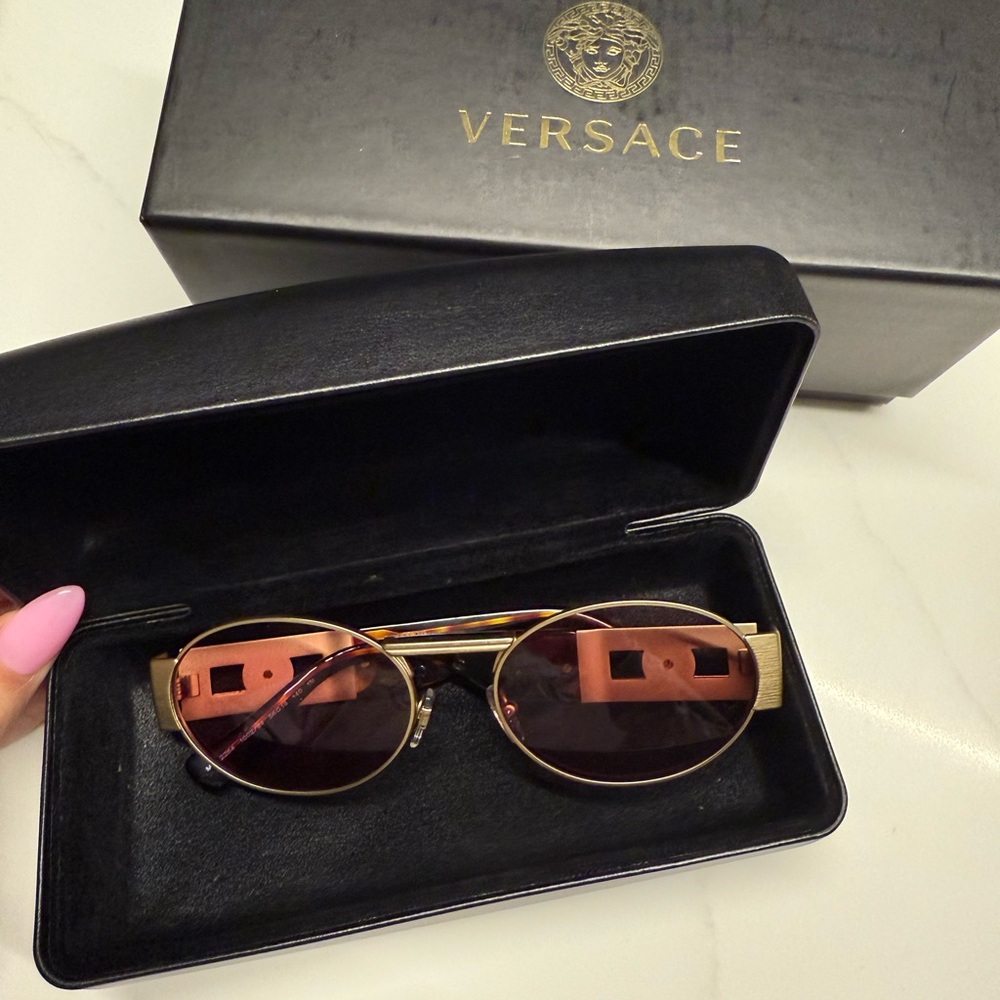 Versace Gold and Brown Sunglasses